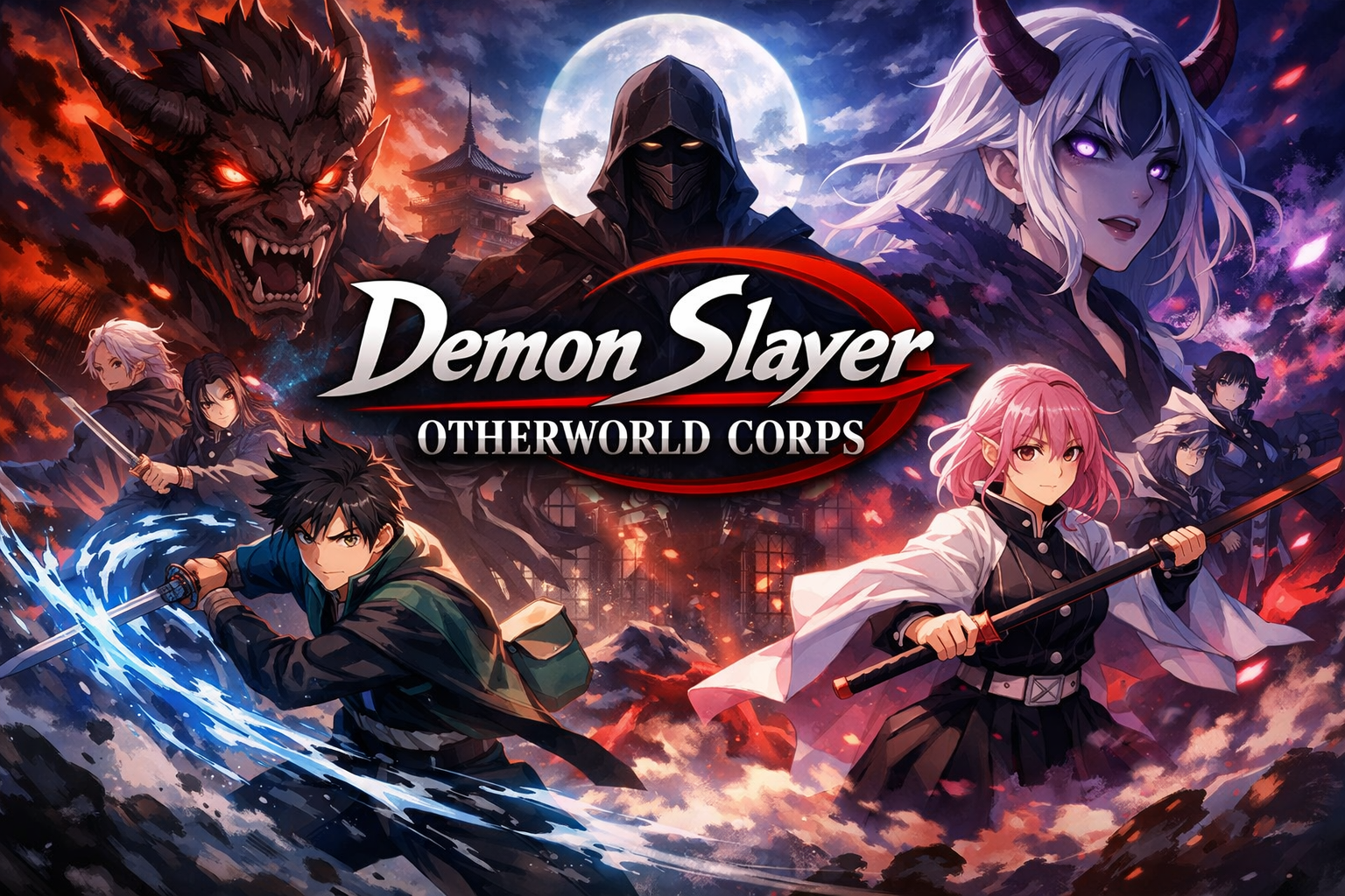 Cover art for Demon Slayer: Otherworld Corps , a dark fantasy scenario on AI Dungeon