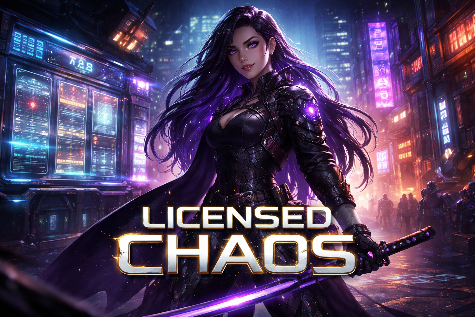 Cover art for Licensed Chaos, a cyberpunk scenario on AI Dungeon