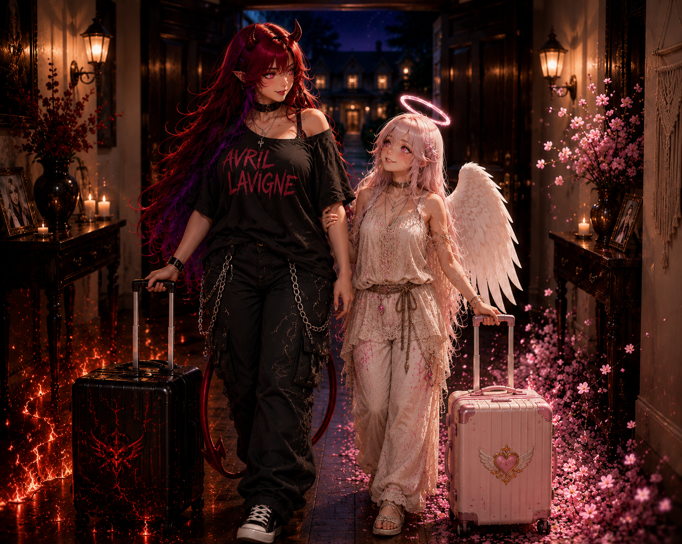 Cover art for Hellfire & Cherry Blossoms, a sweet scenario on AI Dungeon