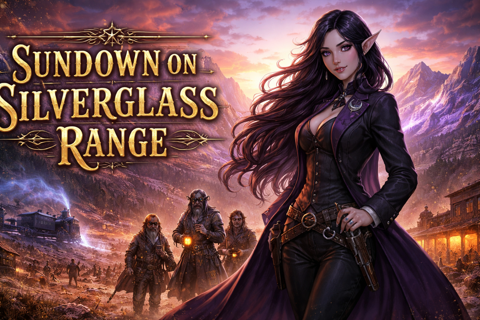 Cover art for Sundown on Silverglass Range, a fantasy scenario on AI Dungeon