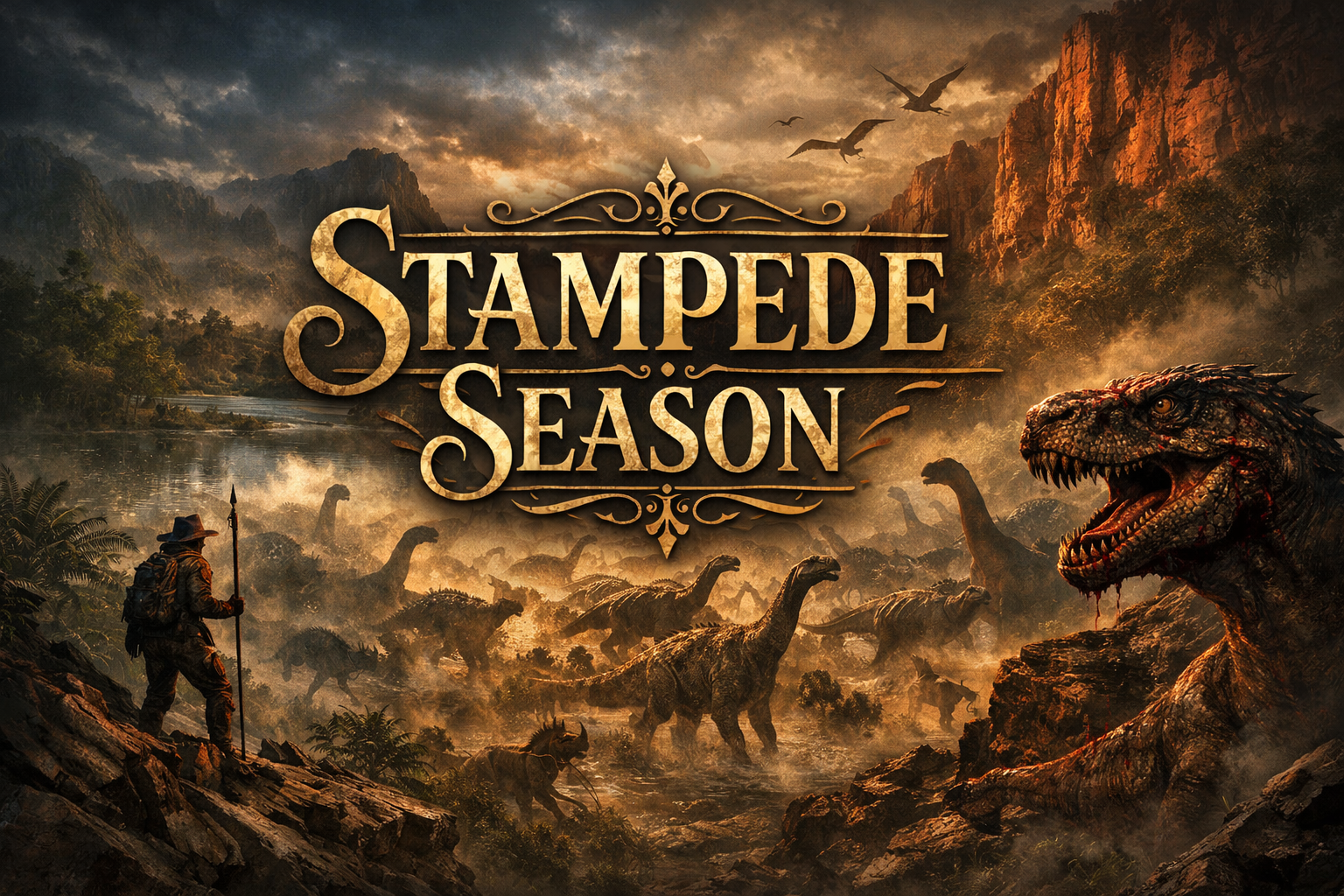 Cover art for Stampede Season, a dinosaur scenario on AI Dungeon