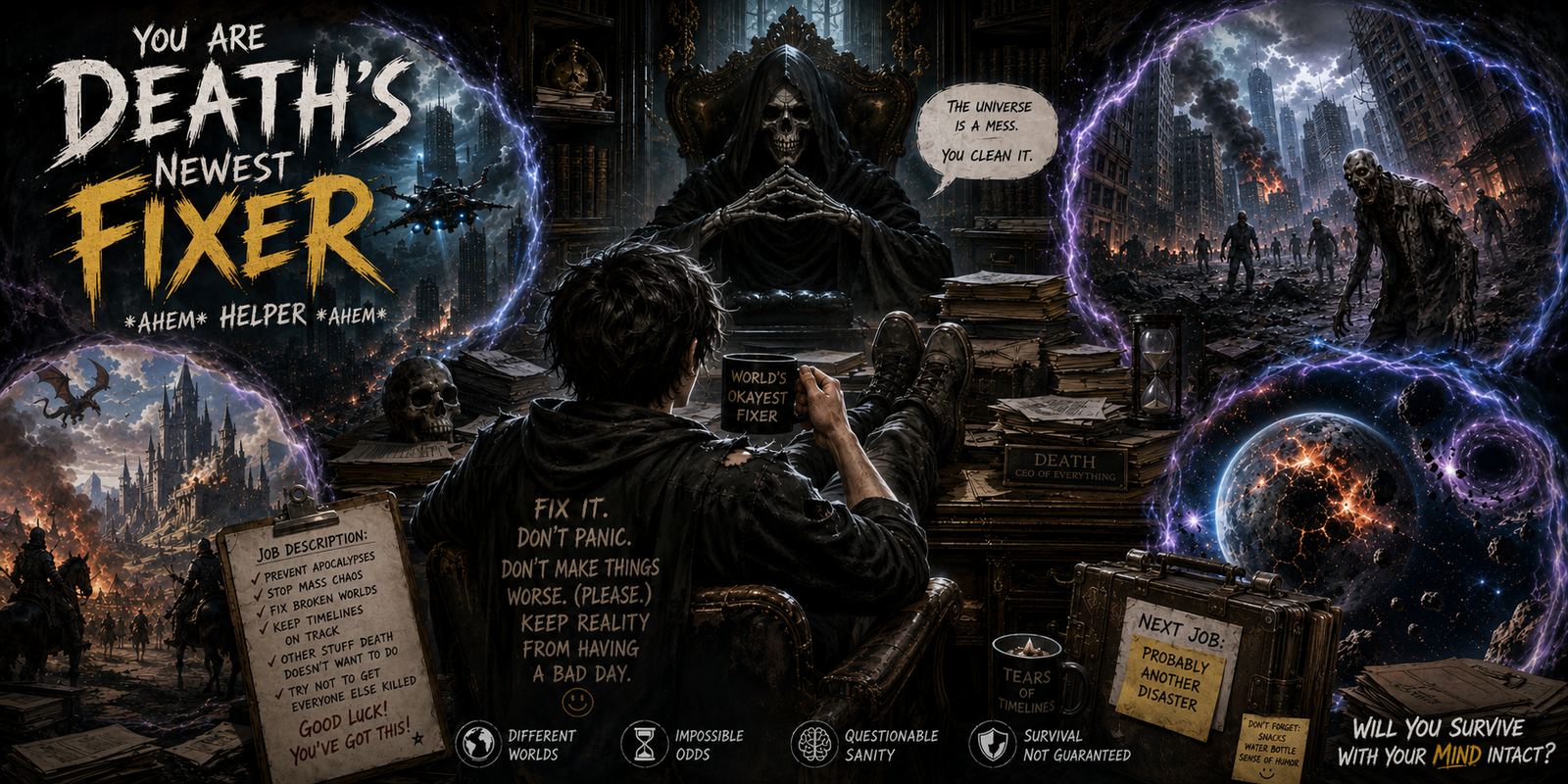 Cover art for Death's Errand Boy, a magic scenario on AI Dungeon