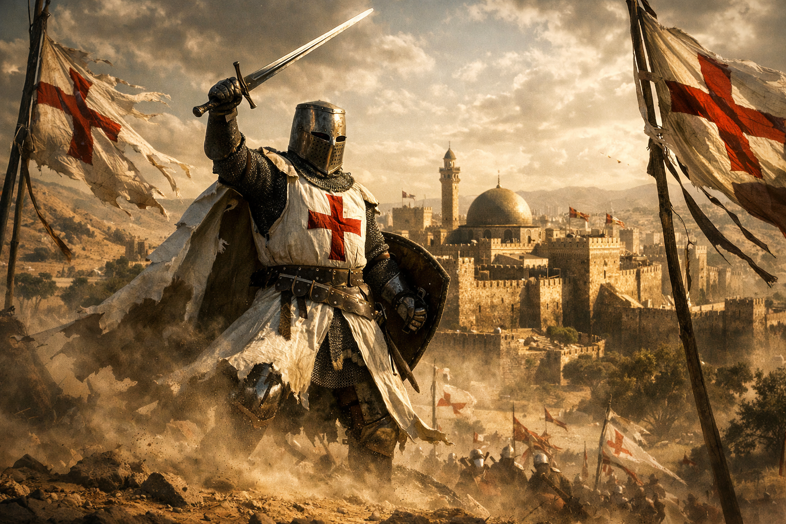 Cover art for The First Crusade - Deus Vult!, a crusade scenario on AI Dungeon