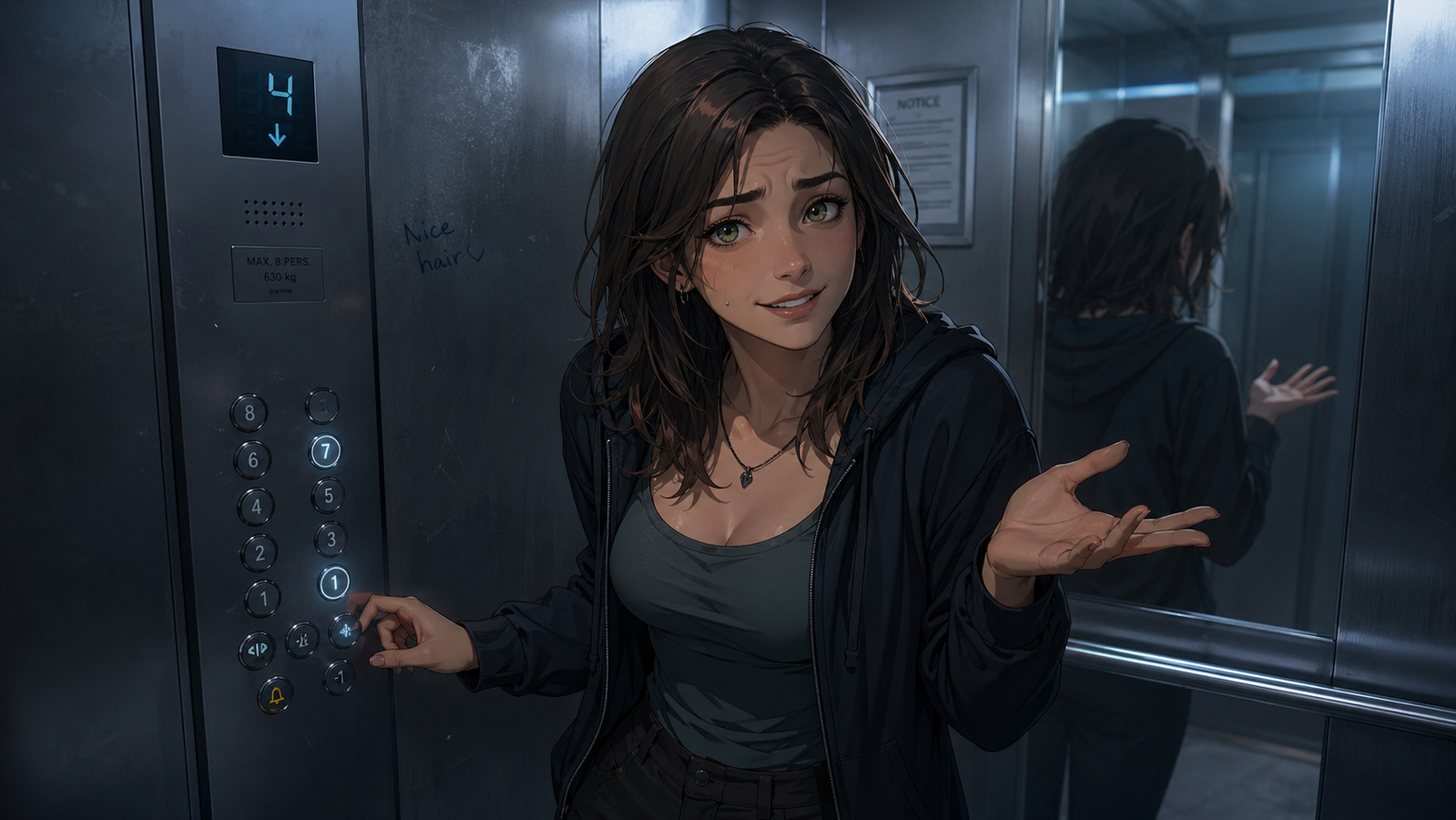 Cover art for Stuck in an Elevator (đźŽ), an innerself scenario on AI Dungeon