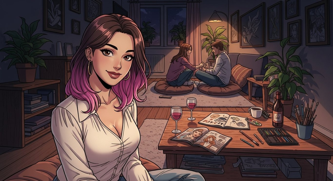 Cover art for Cozy Connections & Subtle Sparks, a slice of life scenario on AI Dungeon