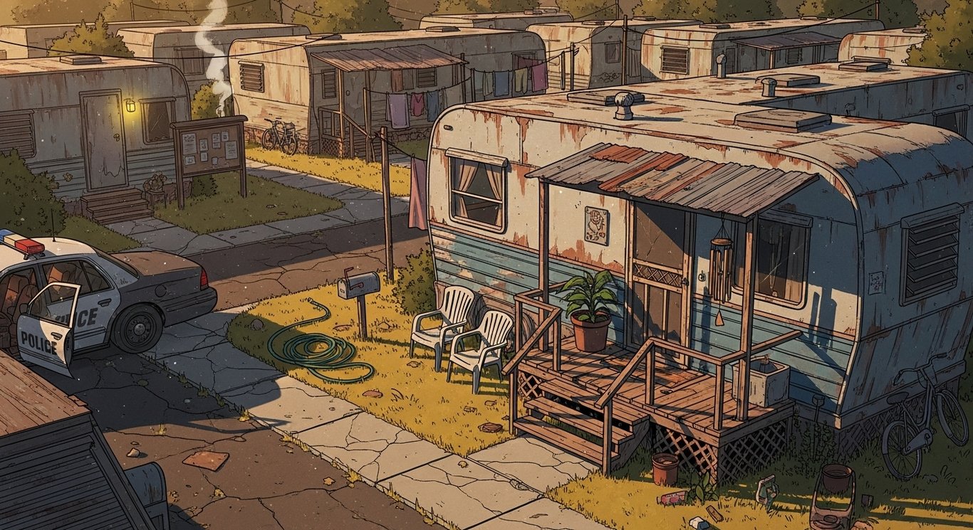 Cover art for Sunset Pines Trailer Park, a slice of life scenario on AI Dungeon