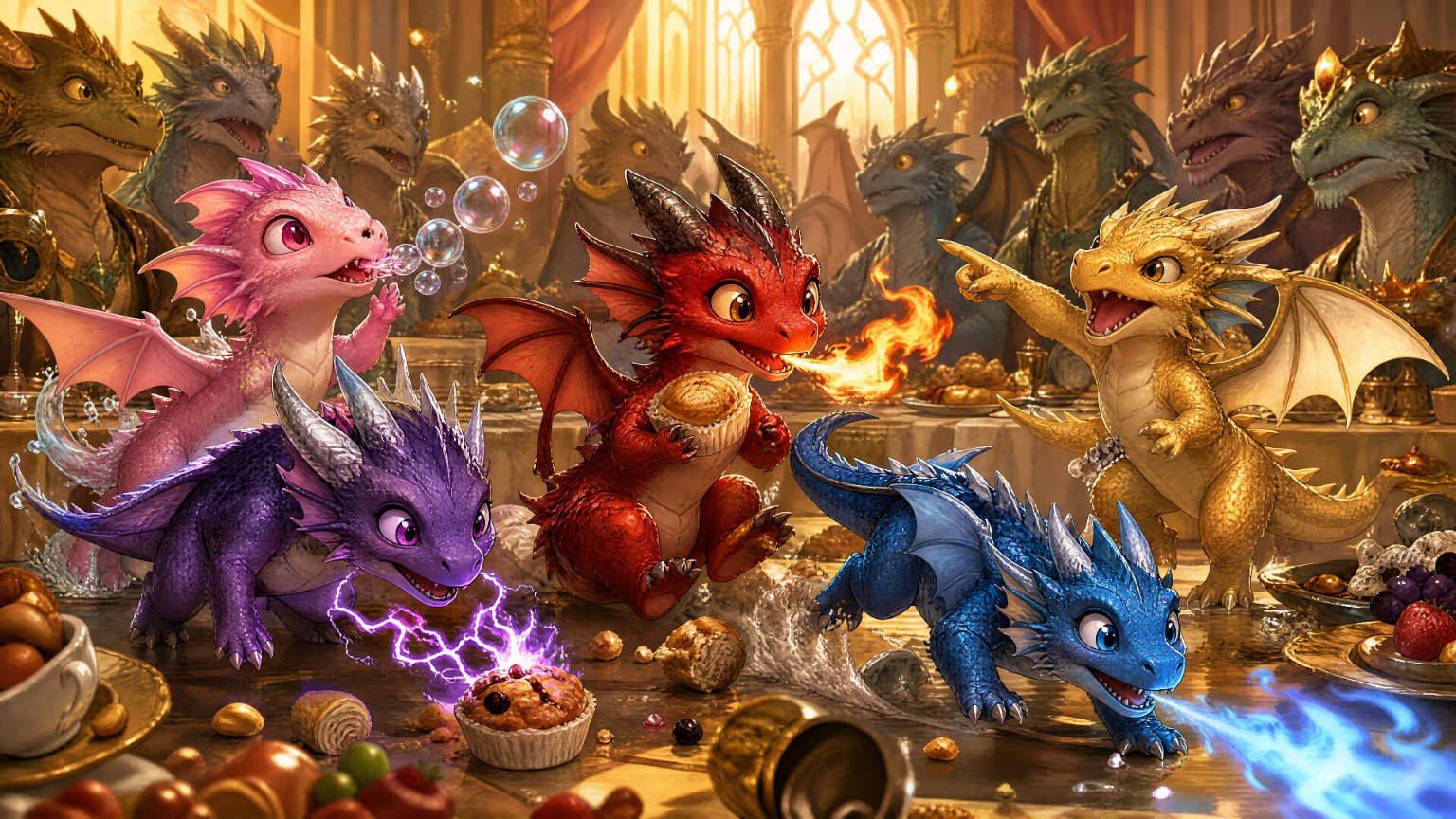 Cover art for 5 dragon colored hatchlings of chaos, a dragon scenario on AI Dungeon