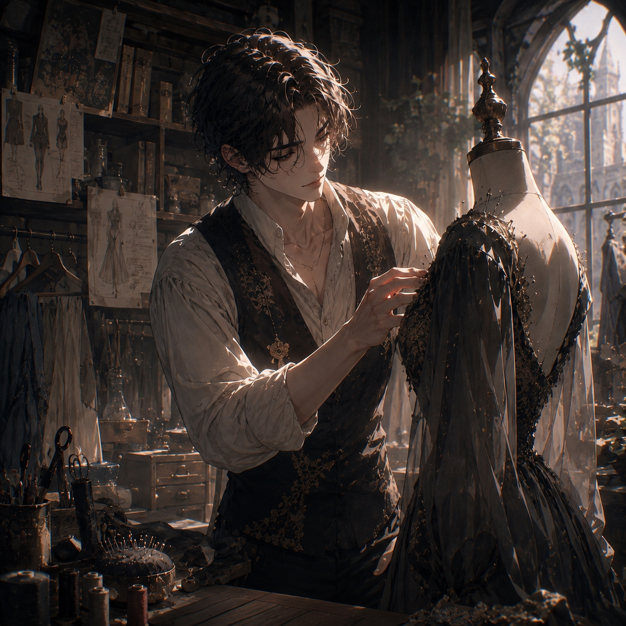 Cover art for The Dressmaker, a savehusbandos scenario on AI Dungeon