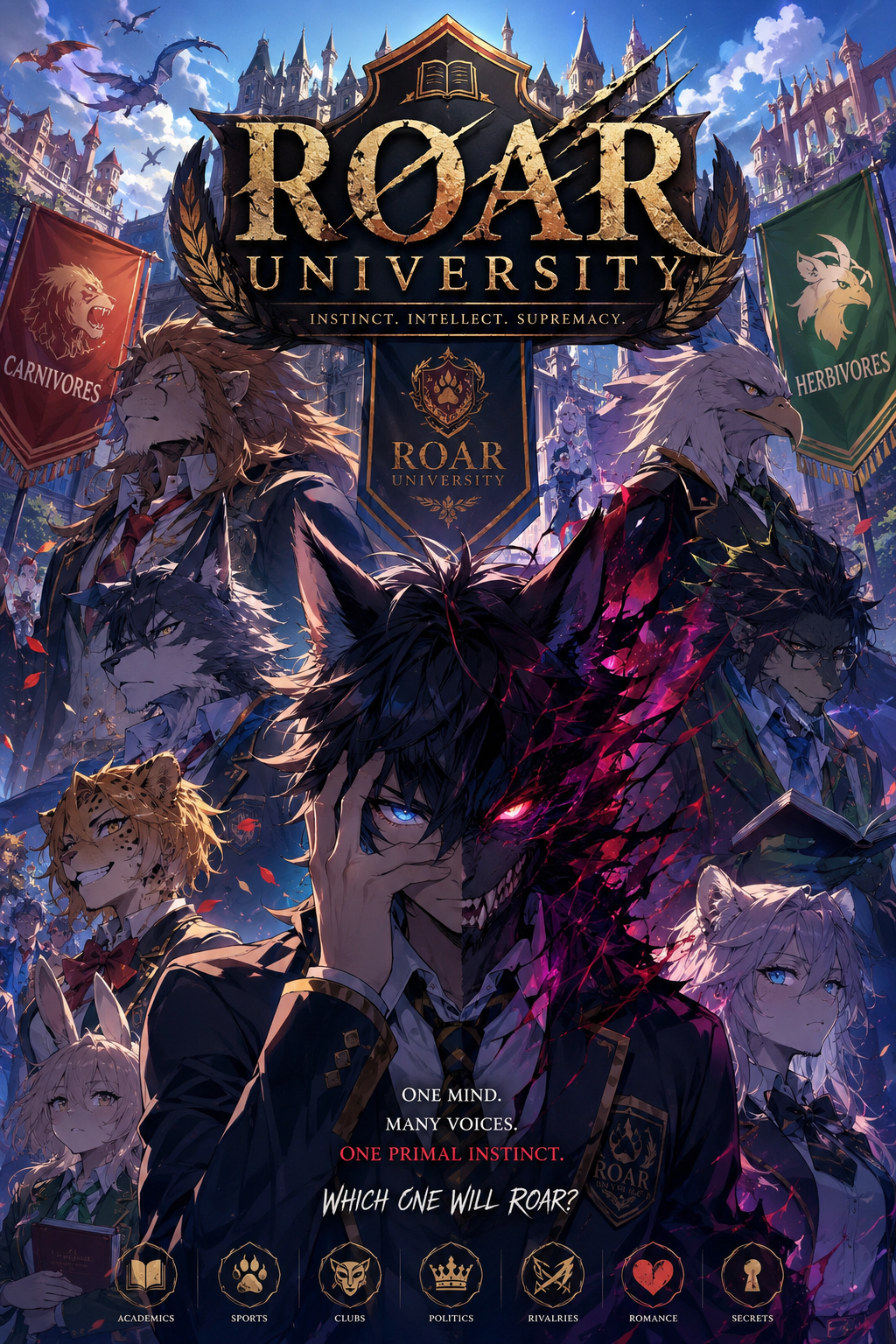 Cover art for Roar University , a modern fantasy world scenario on AI Dungeon