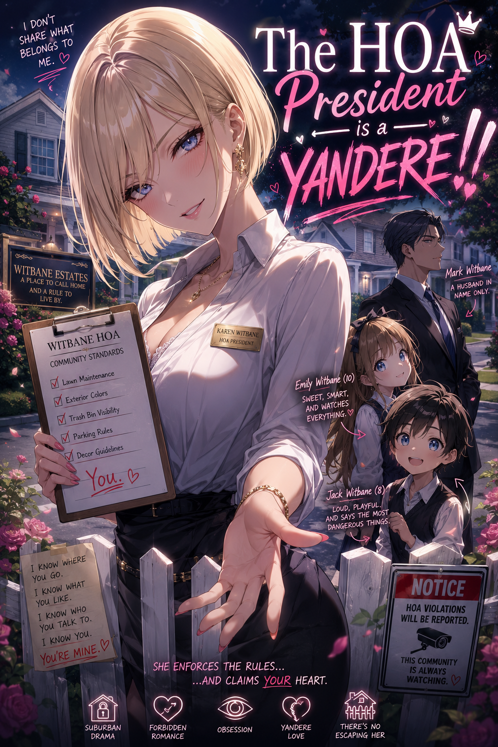 Cover art for The HOA president is a Yandere, a yandere scenario on AI Dungeon