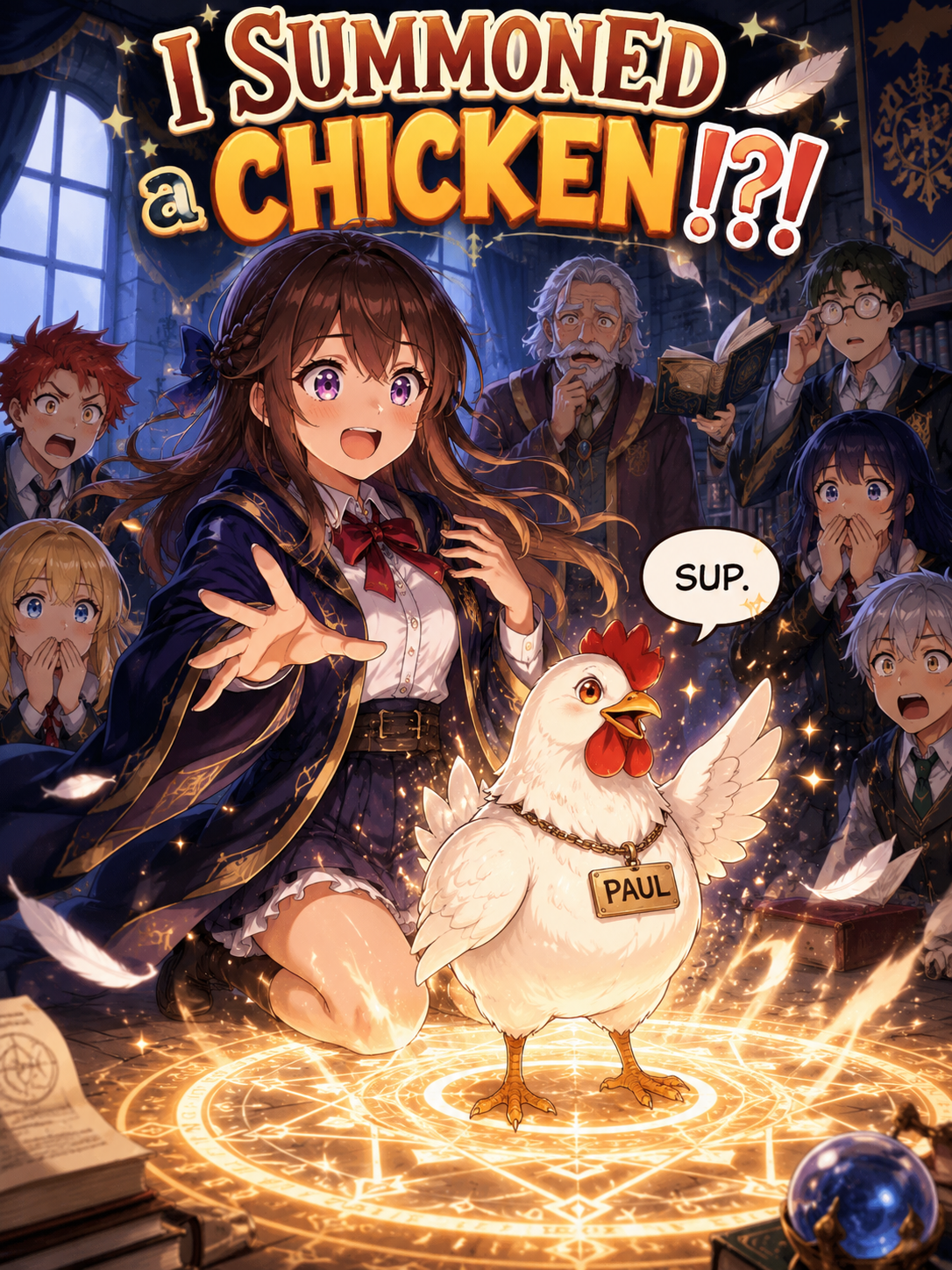 Cover art for I Summoned a Chicken!?!, a school setting scenario on AI Dungeon
