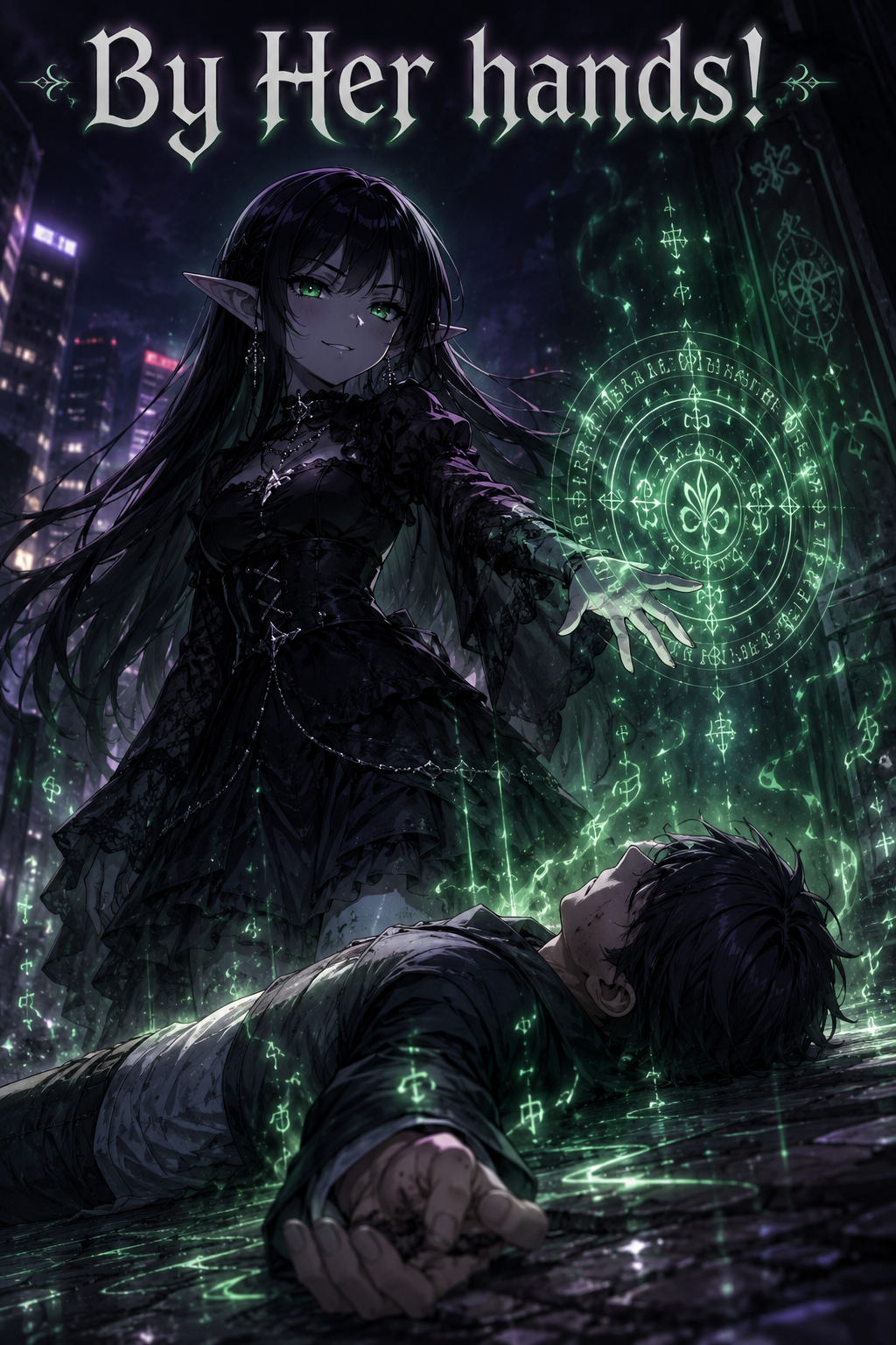 Cover art for By Her Hands!, a romance scenario on AI Dungeon