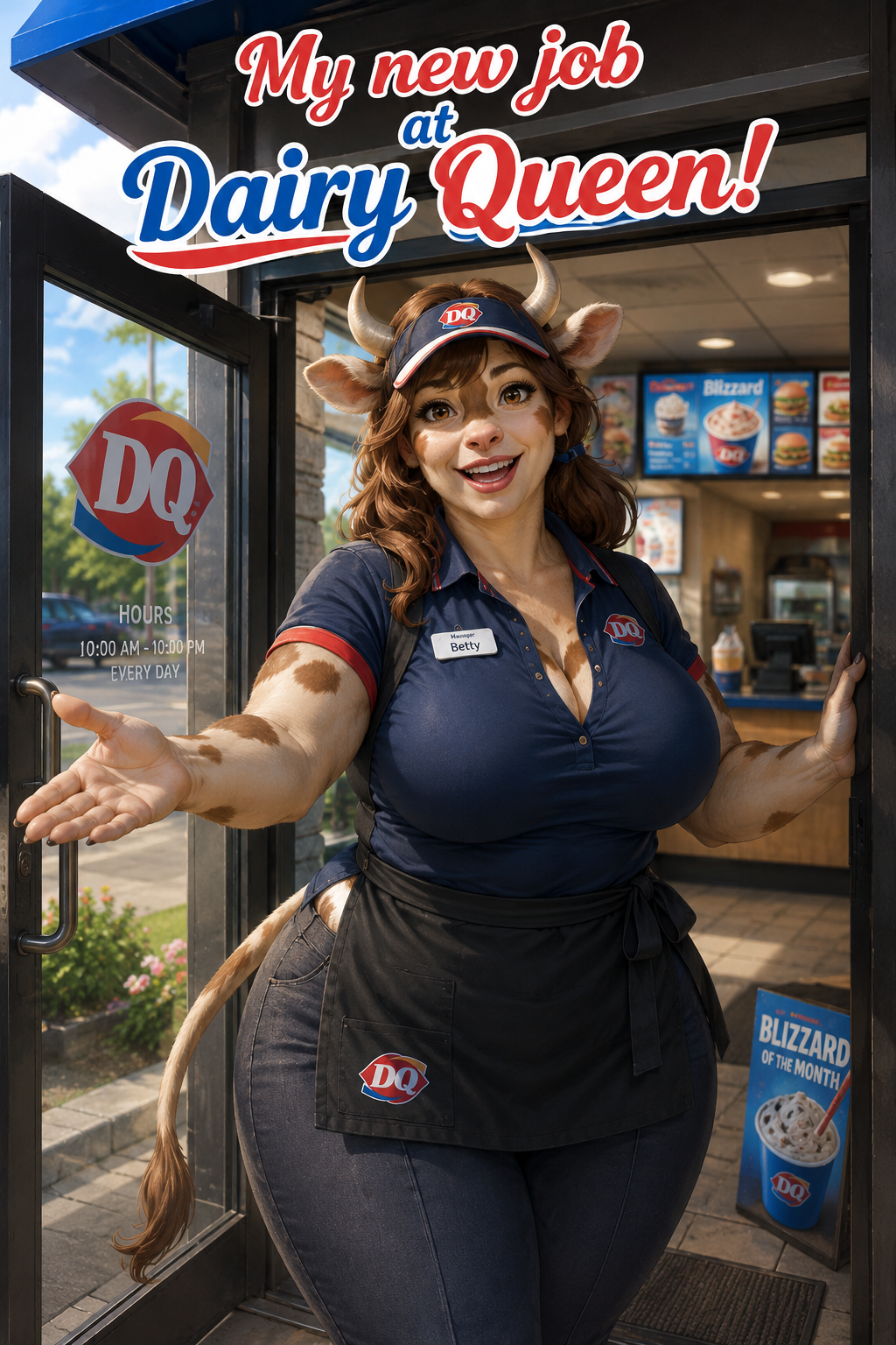 Cover art for My new job at Dairy Queen!, a romance scenario on AI Dungeon
