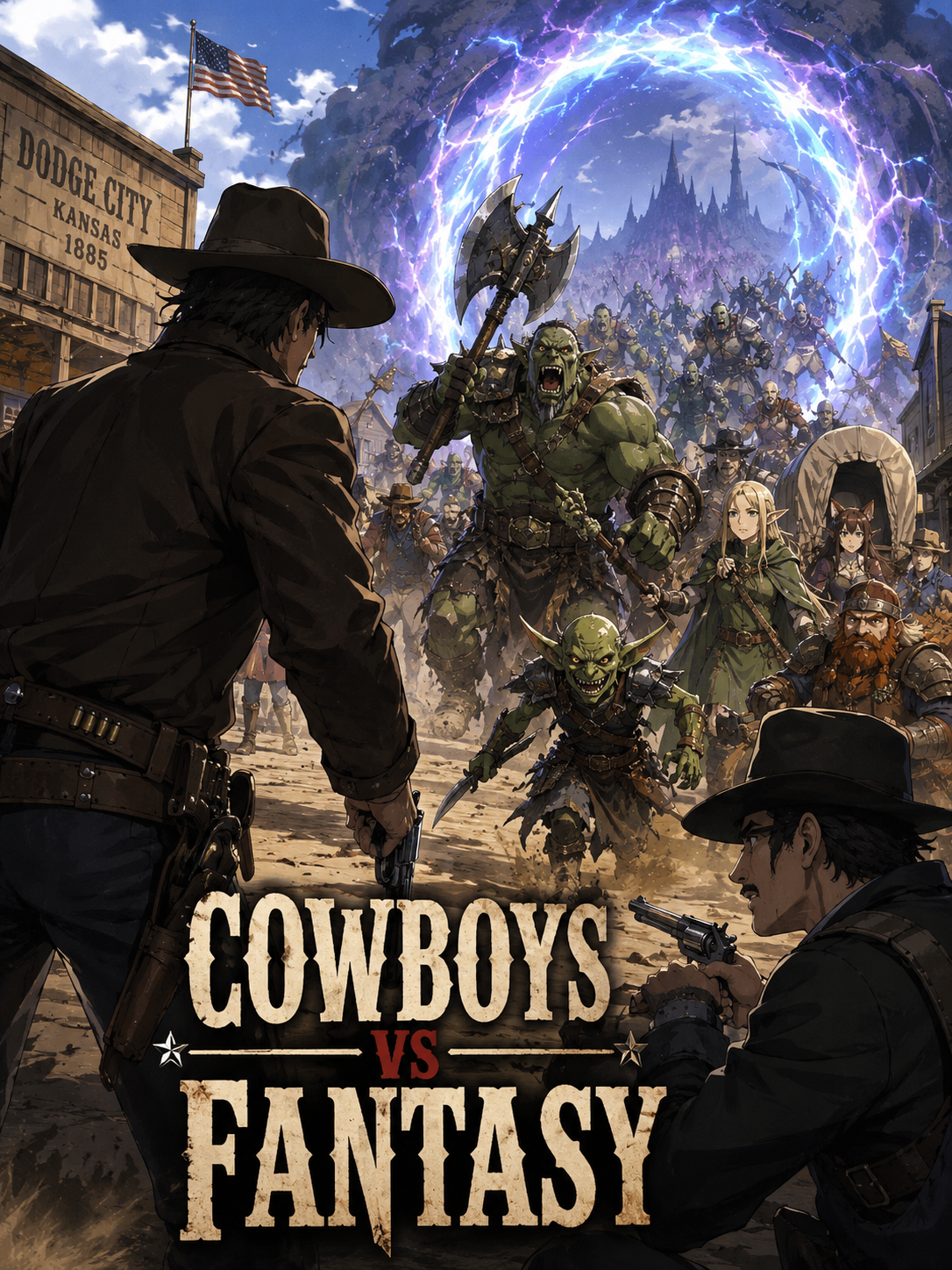 Cover art for Cowboys VS Fantasy , a wild west scenario on AI Dungeon