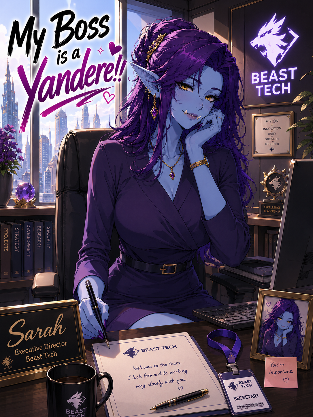 Cover art for My boss is a Yandere!!, a yandere scenario on AI Dungeon