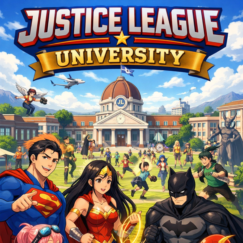 Cover art for Justice League University, a super heros scenario on AI Dungeon