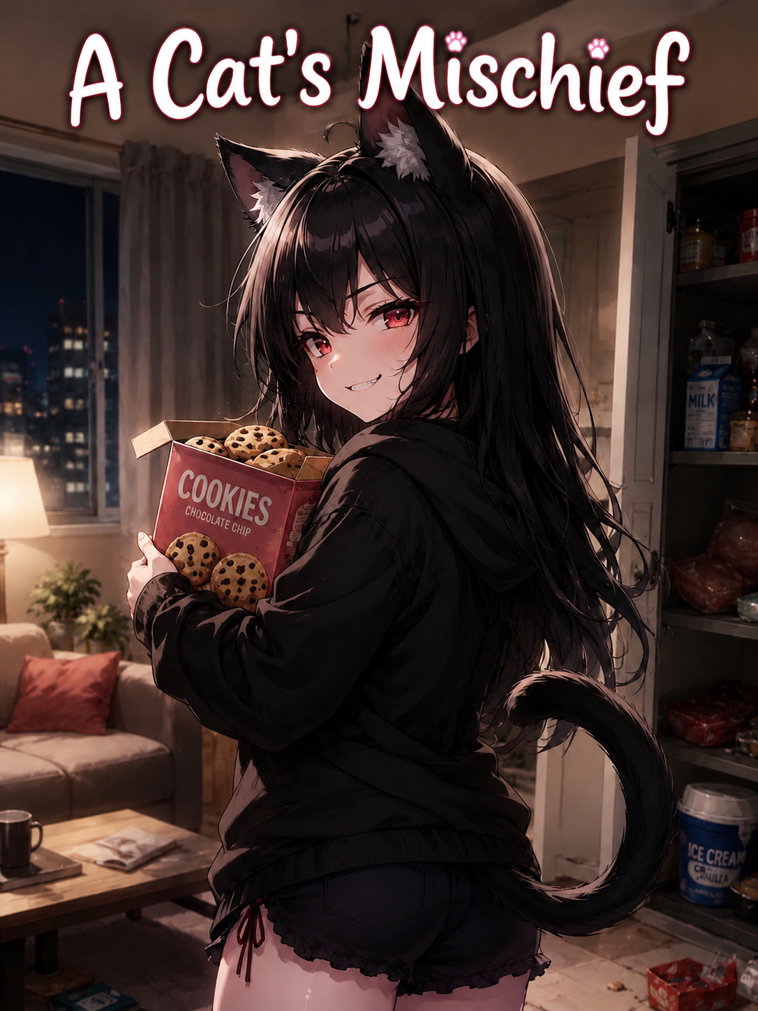 Cover art for A Cats Mischief, a modern fantasy scenario on AI Dungeon