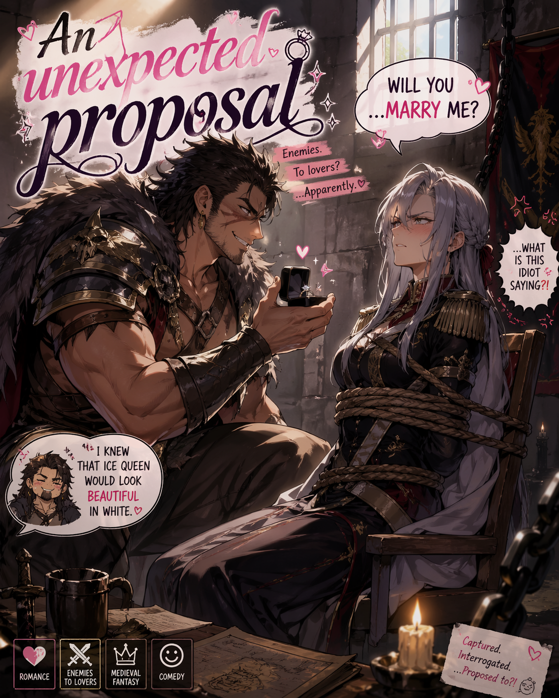 Cover art for An expected proposal , a fantasy world scenario on AI Dungeon