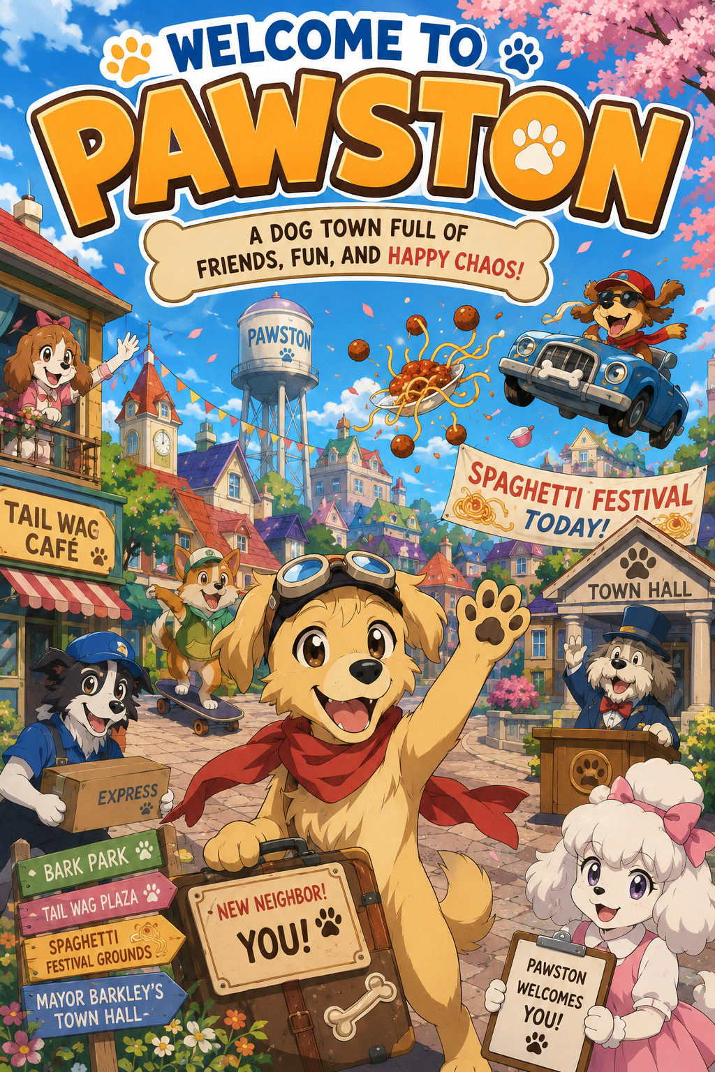 Cover art for Welcome to Pawston, an adventure scenario on AI Dungeon