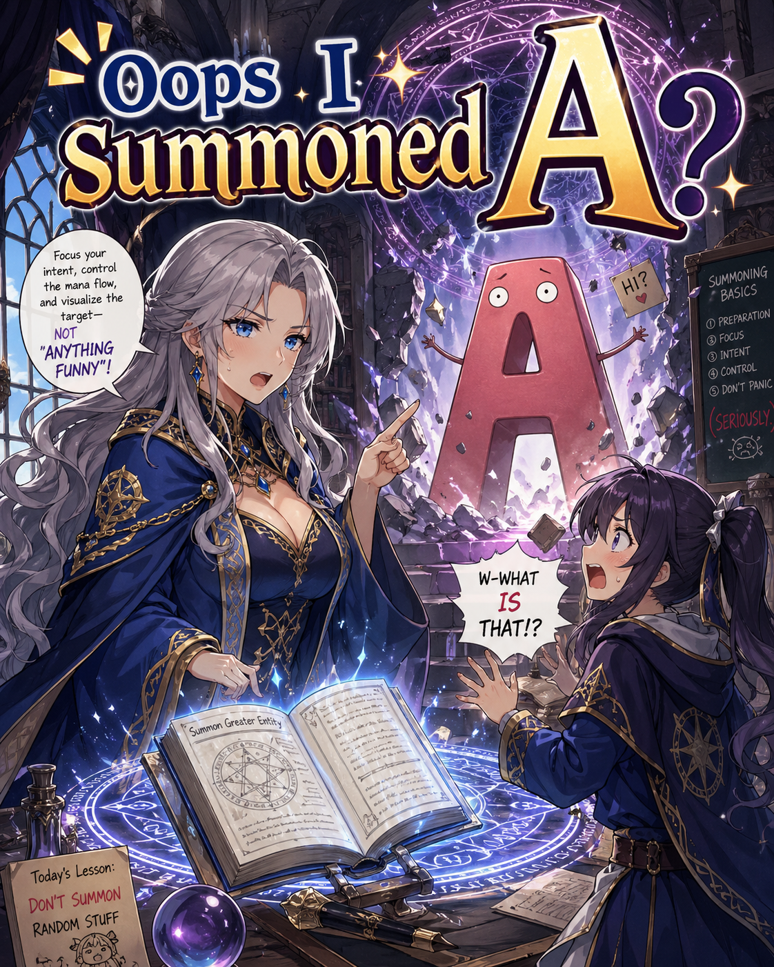 Cover art for Oops I summoned A?, a fantasy scenario on AI Dungeon