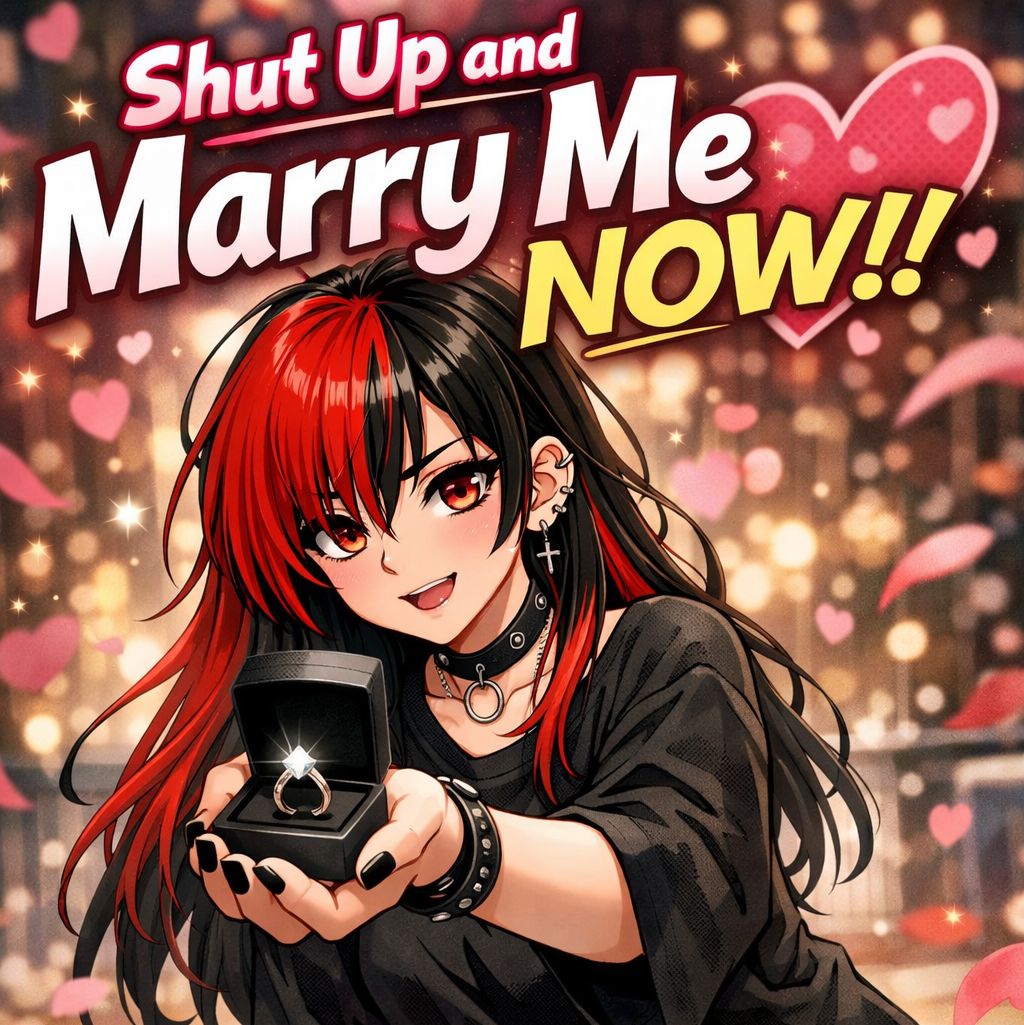 Cover art for Shut up and marry me now!!, a romance scenario on AI Dungeon