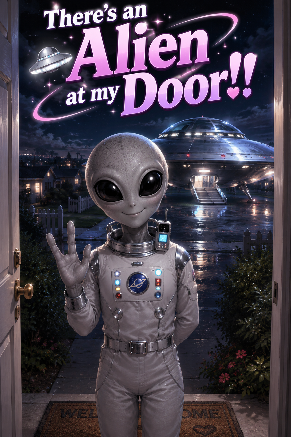 Cover art for Theres an Alien at my door!!, a romance scenario on AI Dungeon