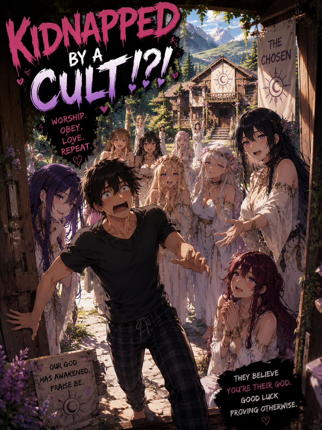 Cover art for Kidnapped by a Cult!?!, a cult scenario on AI Dungeon