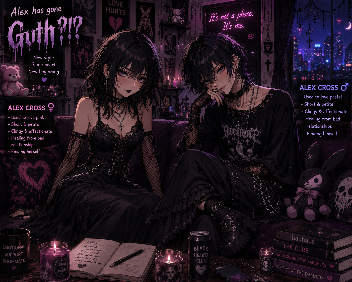 Cover art for Alex has gone Goth?!?, a gothic chick scenario on AI Dungeon