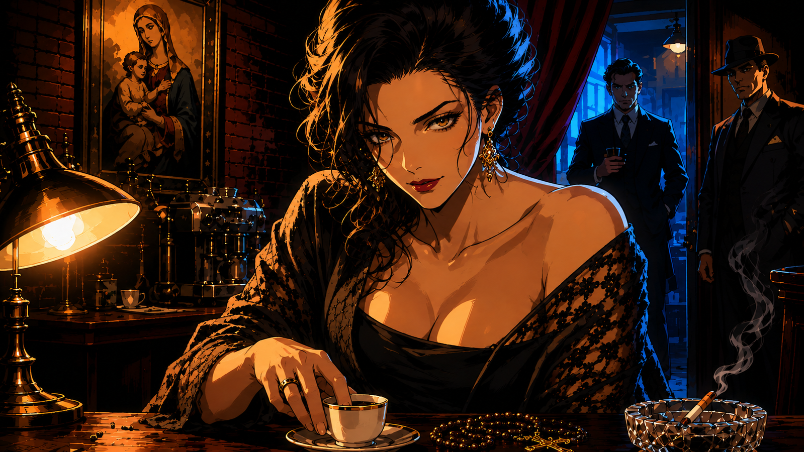 Cover art for The Don's Widow, a mafia scenario on AI Dungeon