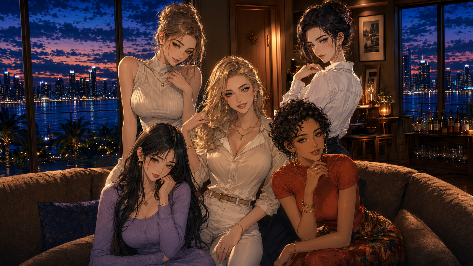 Cover art for 5 Girls, 1 Secret, a college scenario on AI Dungeon