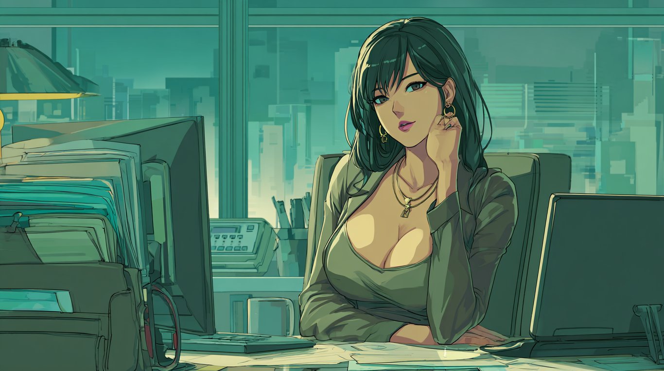Cover art for The Forbidden Affair, an office scenario on AI Dungeon