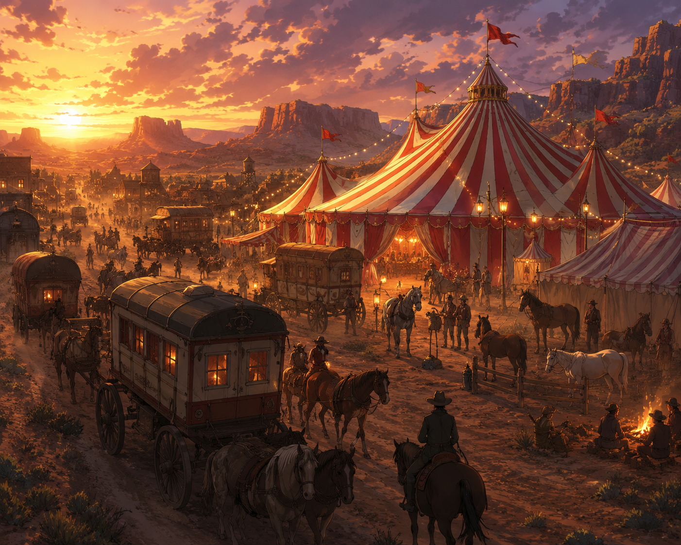 Cover art for The Show Rolls On (LC + AC), a western scenario on AI Dungeon
