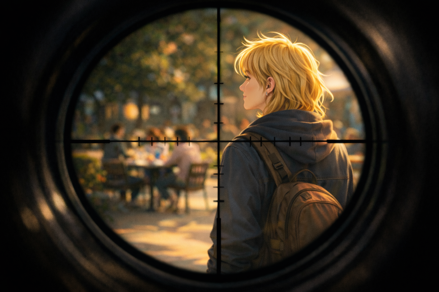 Cover art for Love in the Crosshairs (Fem Version), a romance scenario on AI Dungeon