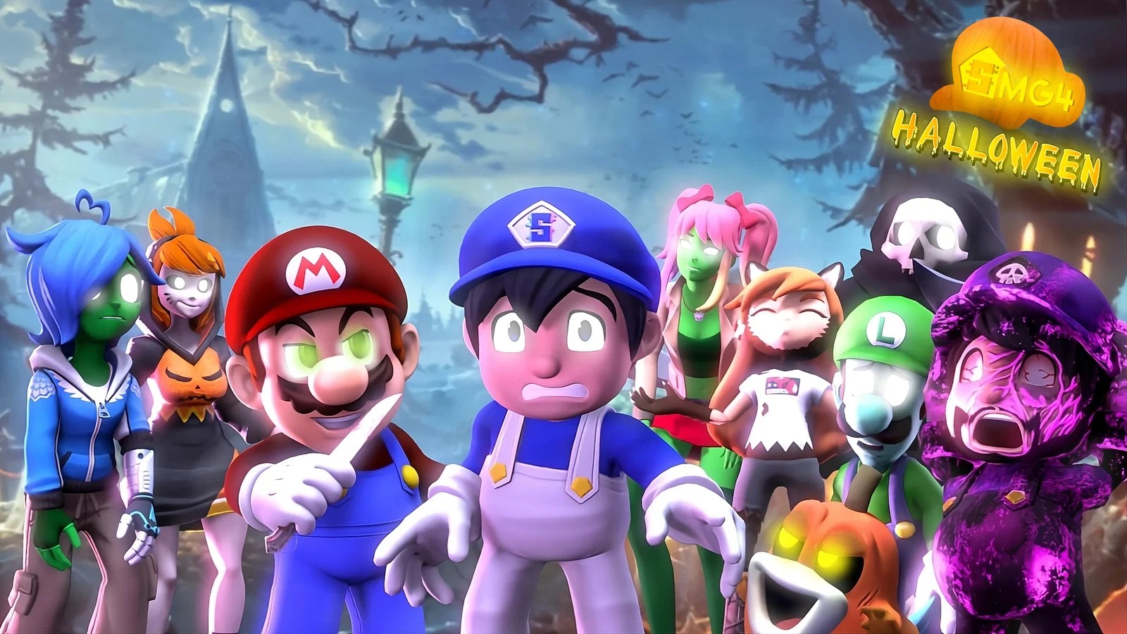 Cover art for The SMG4 Crew: The Halloween Party, a smg 4 scenario on AI Dungeon
