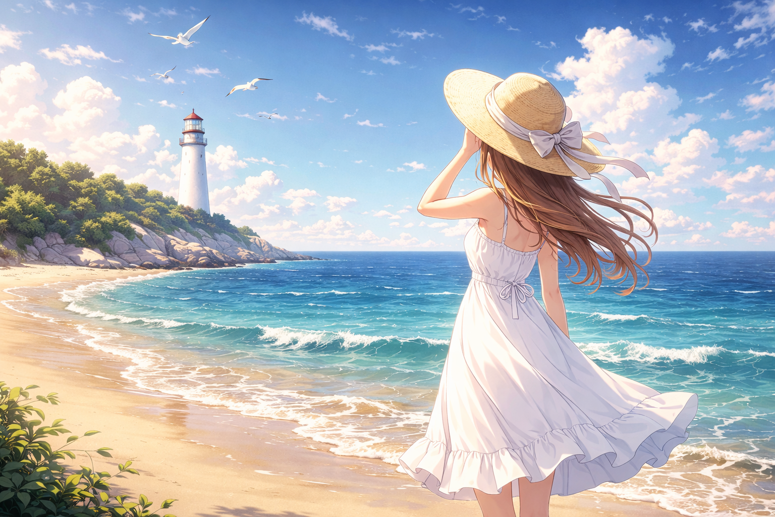 Cover art for We Meet Again, Coastal Lover (W/ IS), a romance scenario on AI Dungeon