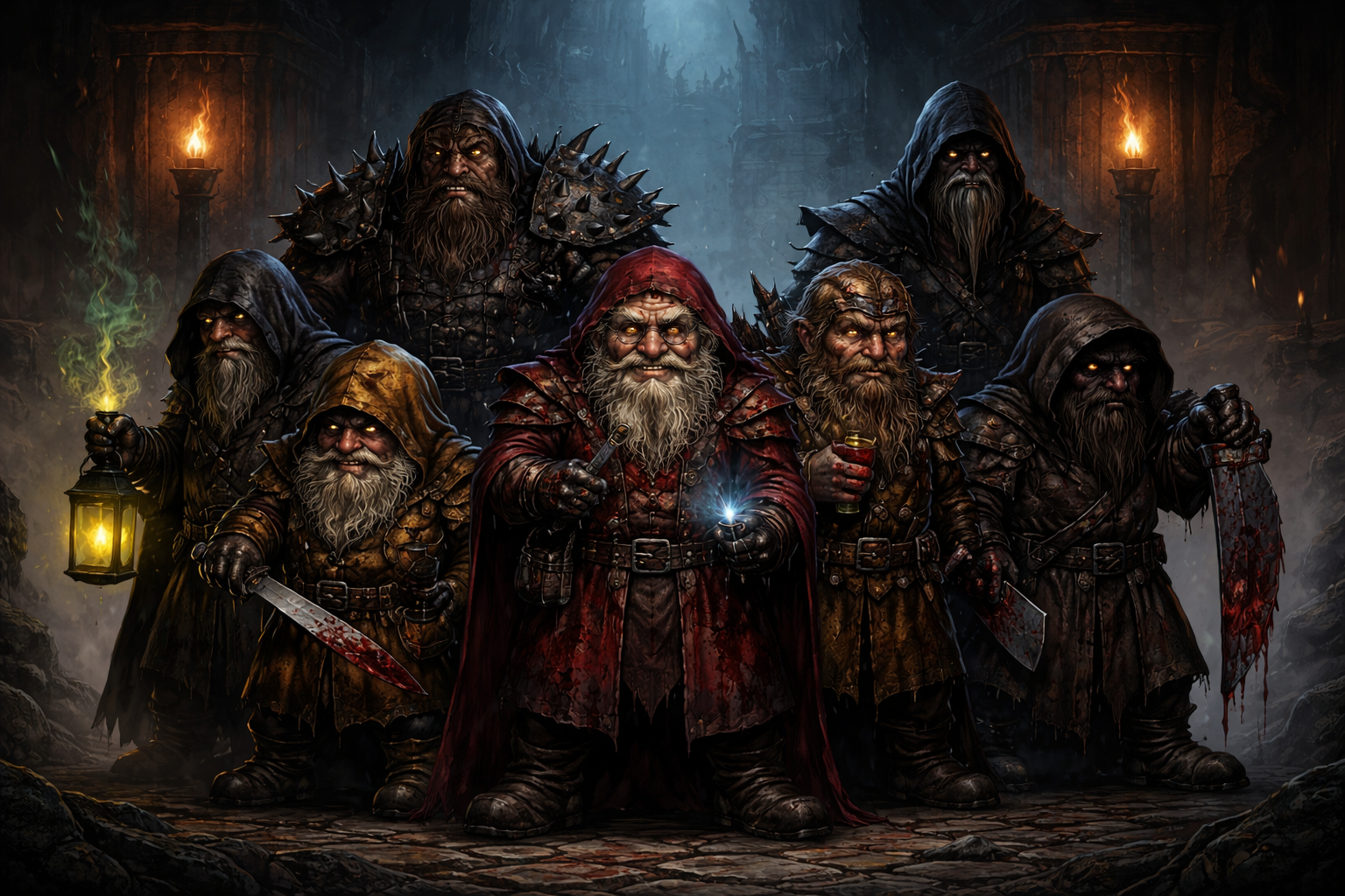 Cover art for 7 Dwarves Must Die, a fantasy scenario on AI Dungeon