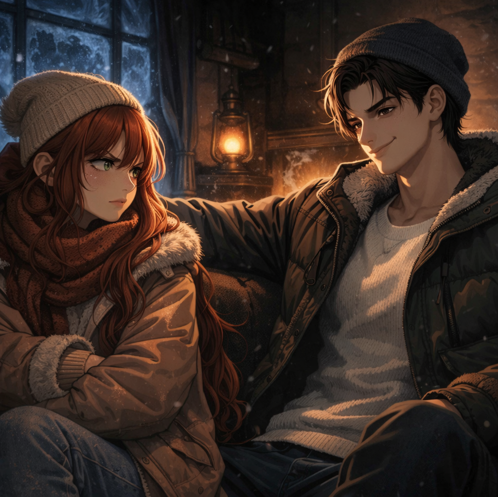 Cover art for Fire & Ice: Snowed In, a snowed in scenario on AI Dungeon