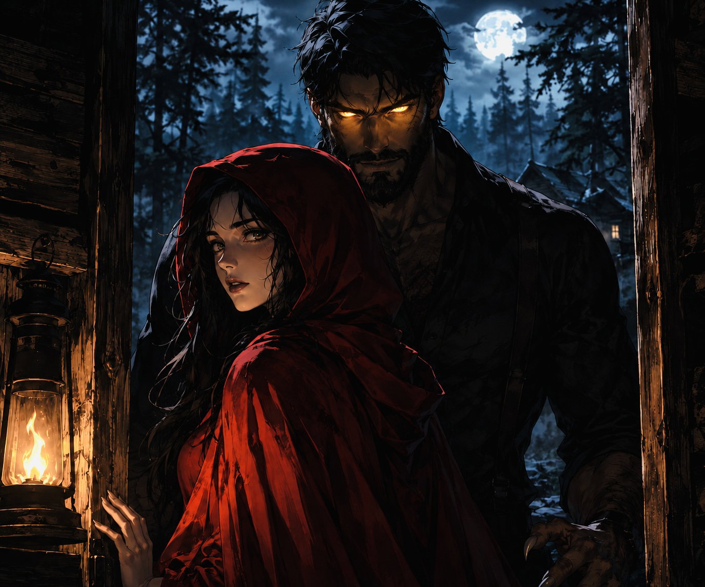 Cover art for Red Among Wolves, an intimacy scenario on AI Dungeon