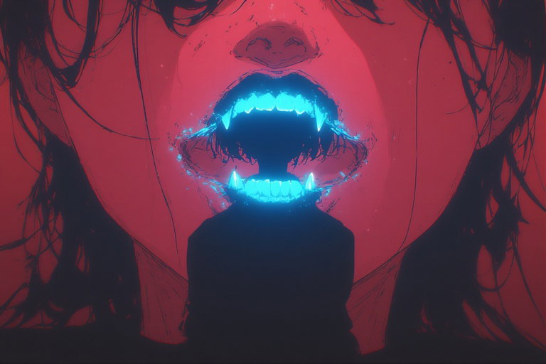 Cover art for Neon Thirst: Blood of the Last Human, a cyberpunk adventure on AI Dungeon