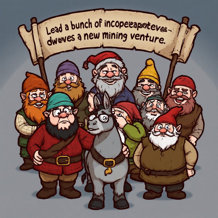 Cover art for Lead a bunch of incompetent dwarves in a new mining venture., a dwarf scenario on AI Dungeon