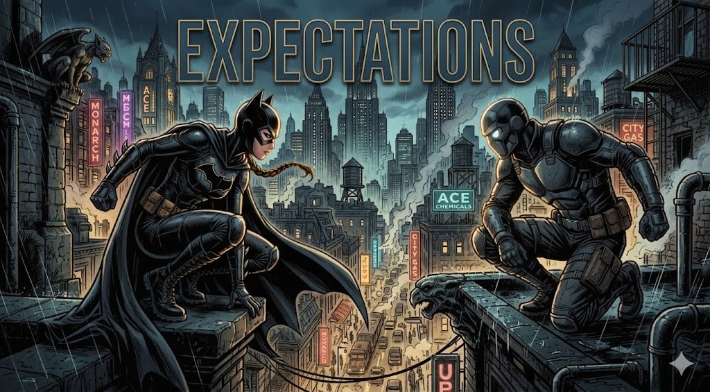 Cover art for DC: Expectations, a d ccomics scenario on AI Dungeon