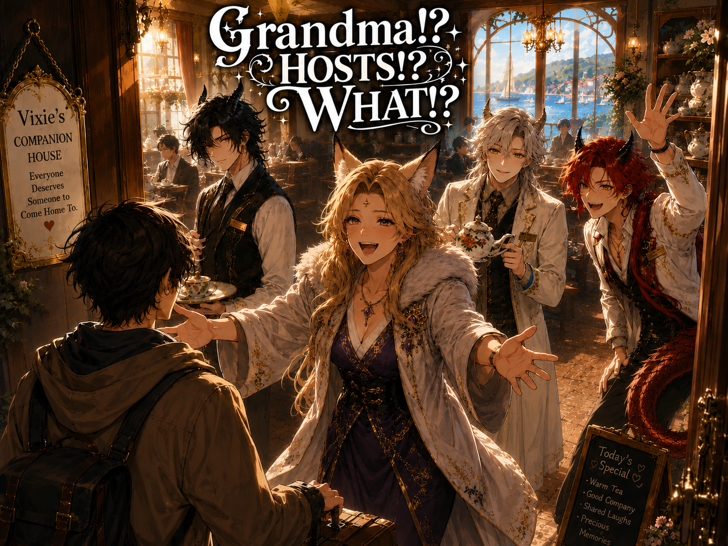 Cover art for Grandma!? HOSTS? what!?, a found family scenario on AI Dungeon