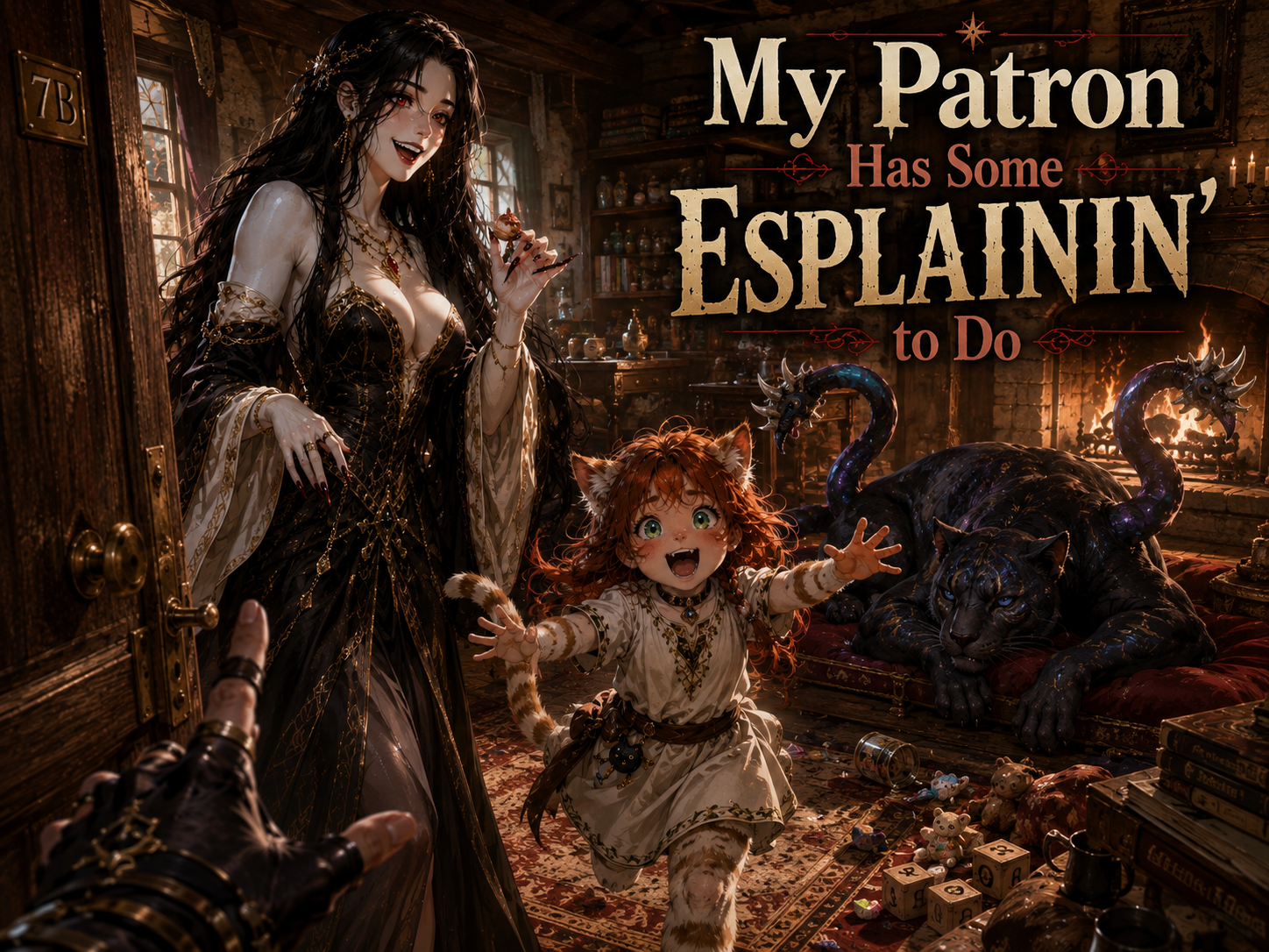 Cover art for My Patron has some esplainin' to do, an eldritch scenario on AI Dungeon