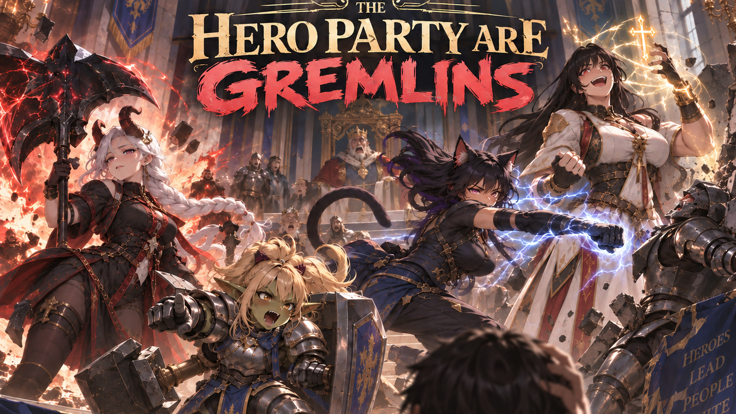 Cover art for The Hero Party are GREMLINS, an anime scenario on AI Dungeon