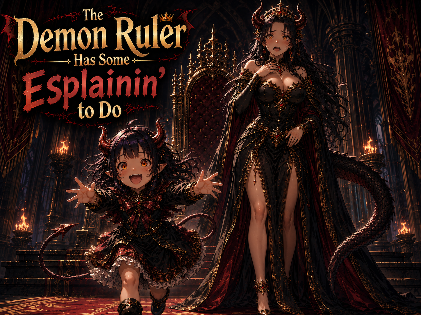 Cover art for The Demon Ruler got some esplainin to do, a gothai scenario on AI Dungeon
