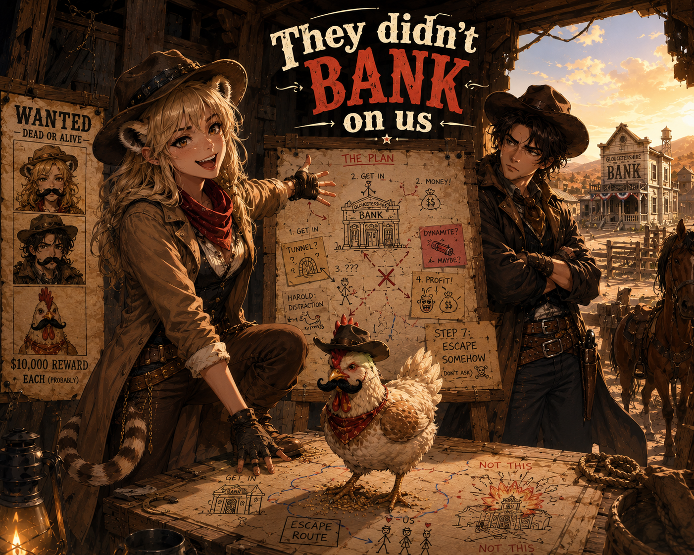 Cover art for They didn't BANK on us, a western scenario on AI Dungeon