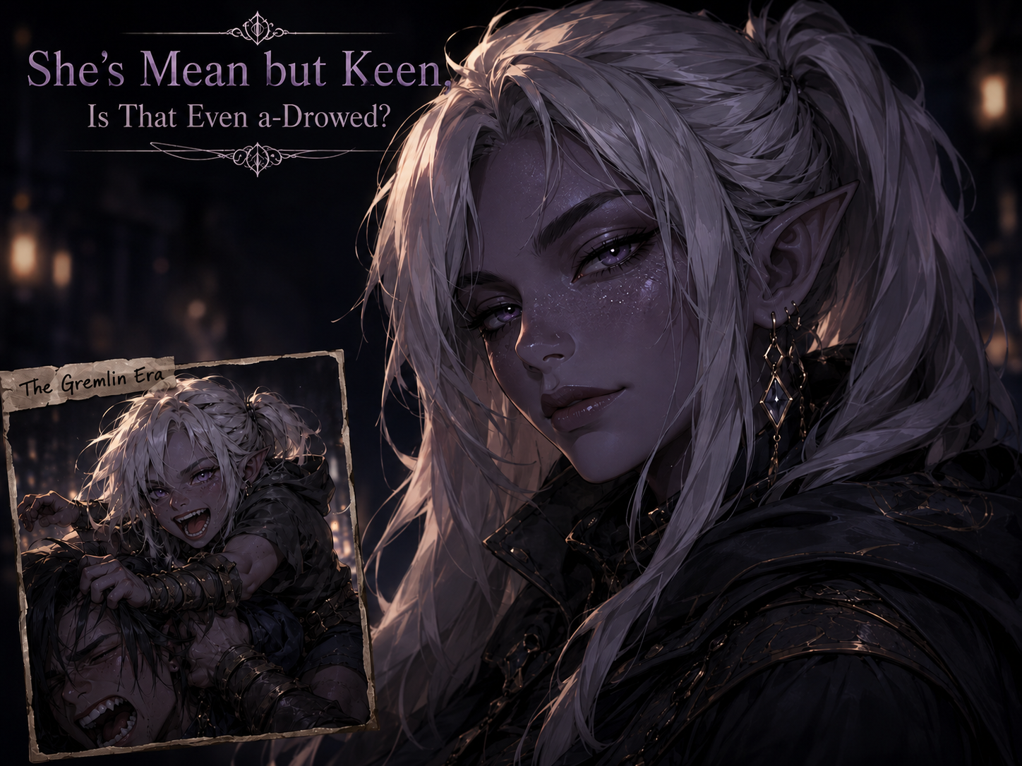 Cover art for She's mean but keen, is that even a-drowed?, a drow scenario on AI Dungeon