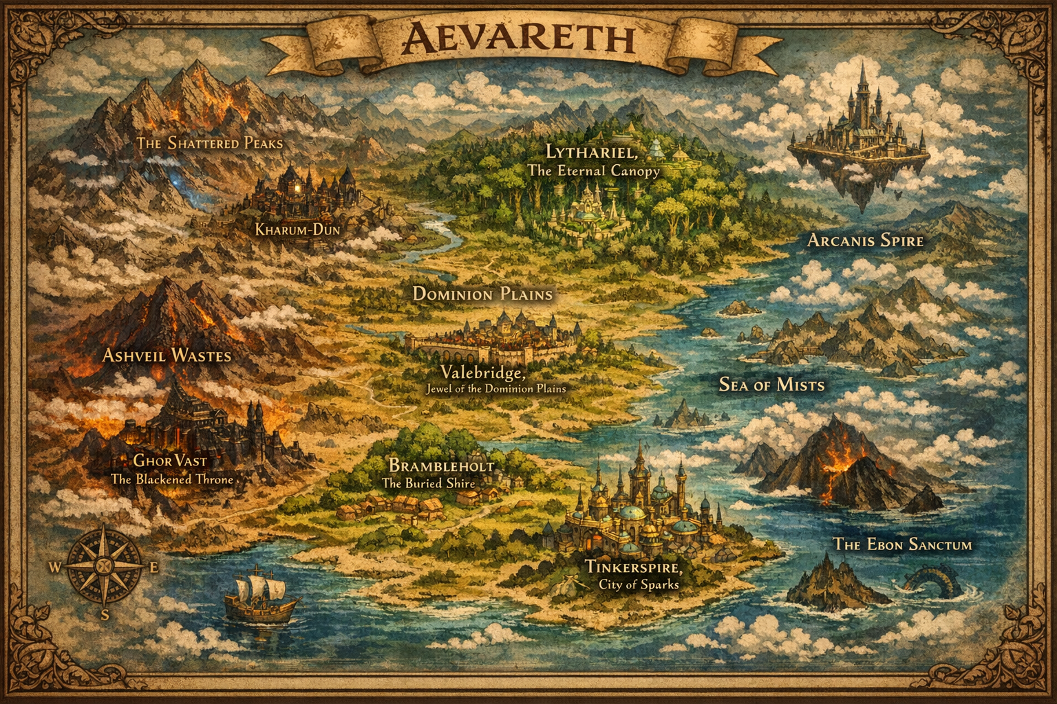 Cover art for Aevareth, a fantasy world on Voyage