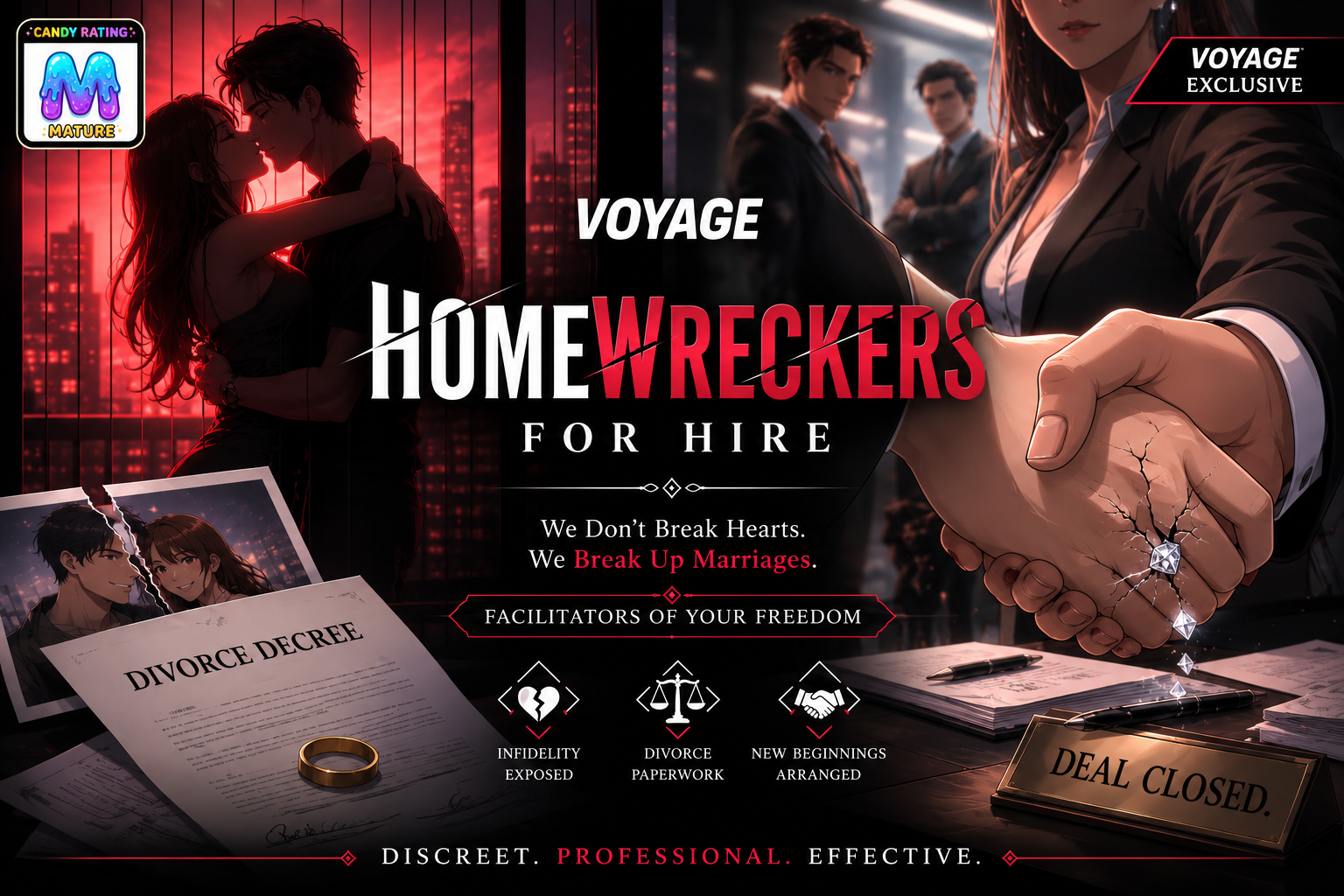 Cover art for HomeWreckers for Hire, a romance scenario on AI Dungeon