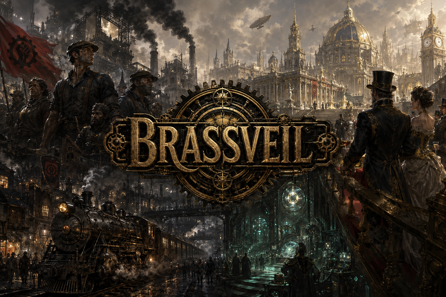 Cover art for Brassveil, a steampunk world on Voyage